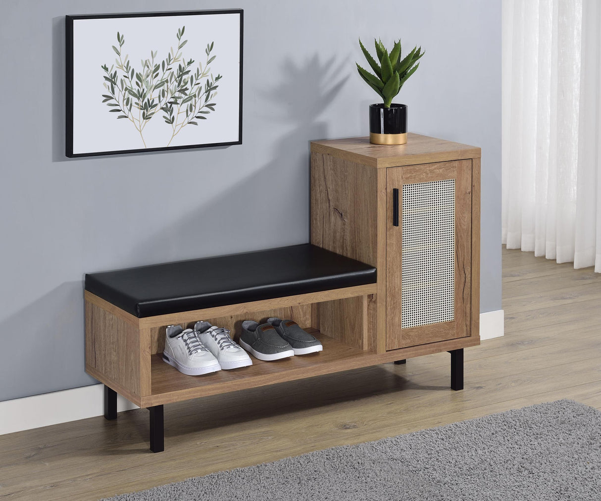 Teller 1-door Entryway Shoe Storage Bench Natural Oak from Coaster - Luna Furniture