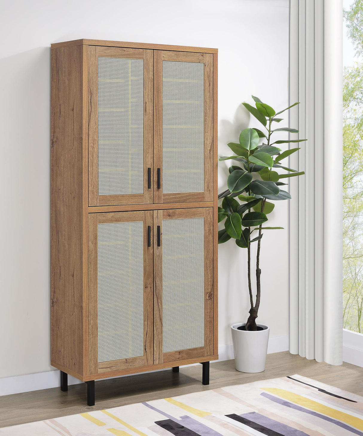 Teller Natural Oak 4-Door Shoe Storage Cabinet from Coaster - Luna Furniture