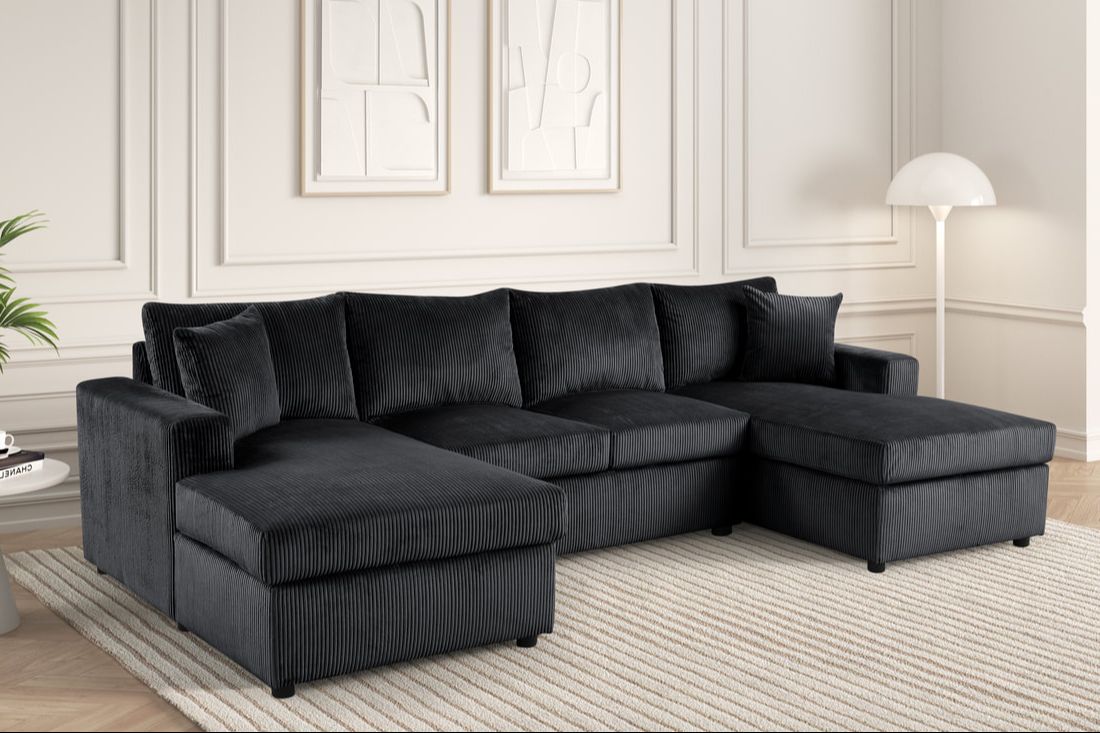 Terasa Black Double Chaise Sectional from Happy Homes - Luna Furniture