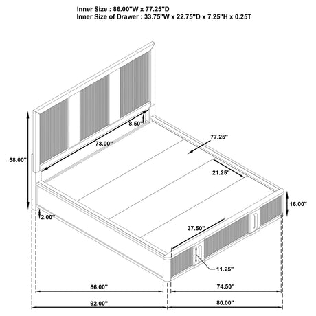 Terrace Ash Brown 2-Drawer California King Storage Bed from Coaster - Luna Furniture