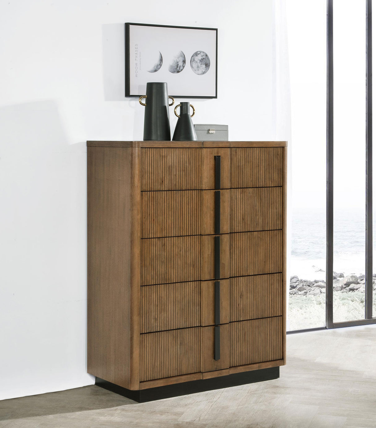 Terrace Ash Brown 5-Drawer Chest from Coaster - Luna Furniture