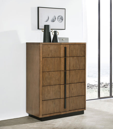 Terrace Ash Brown 5-Drawer Chest from Coaster - Luna Furniture