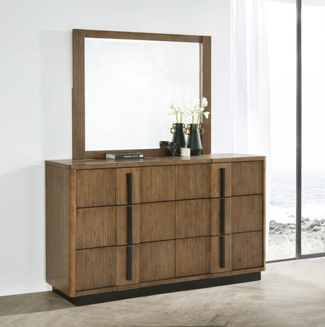 Terrace Ash Brown 6-Drawer Dresser and Mirror from Coaster - Luna Furniture