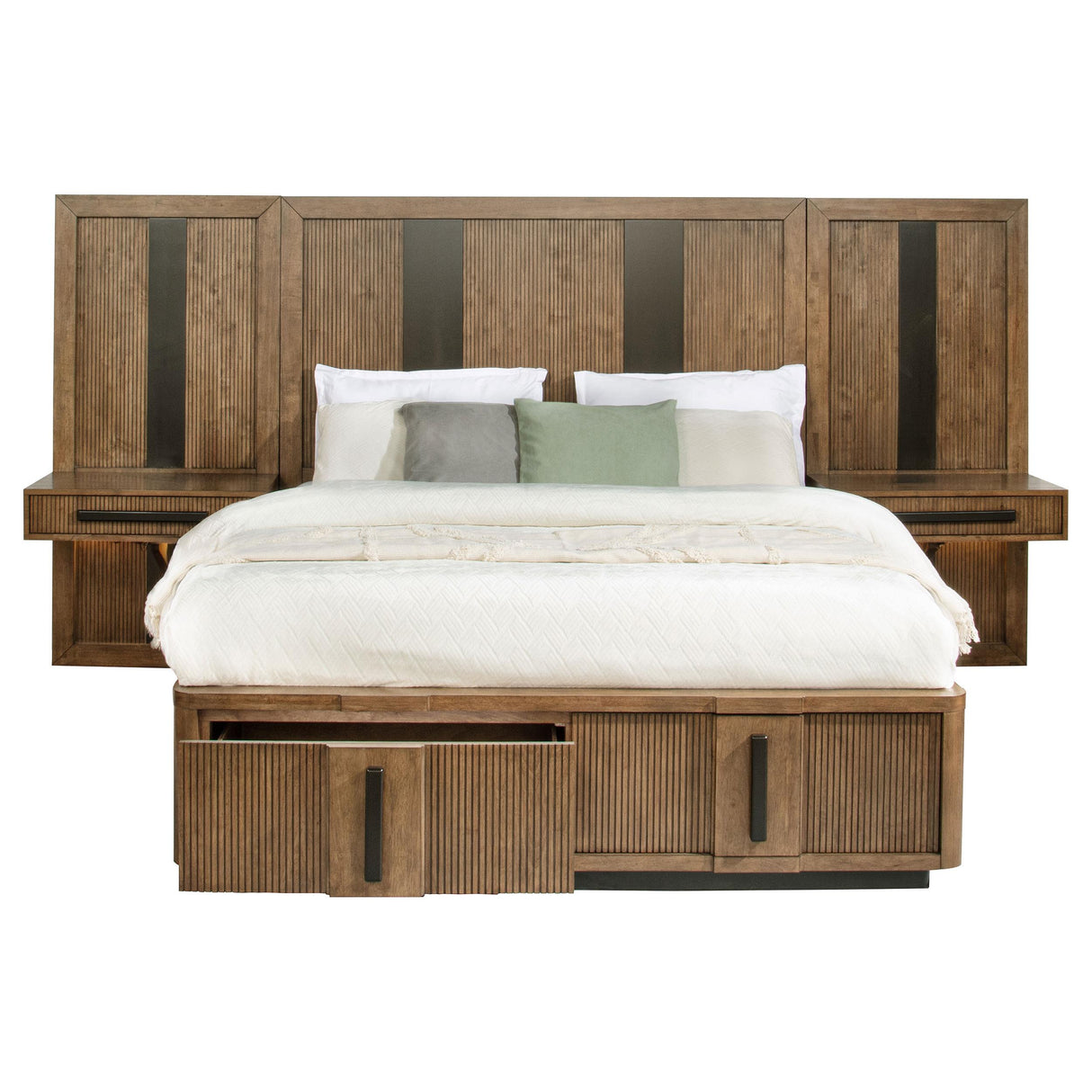 Terrace Ash Brown Wall Panel Eastern King Storage Bed from Coaster - Luna Furniture