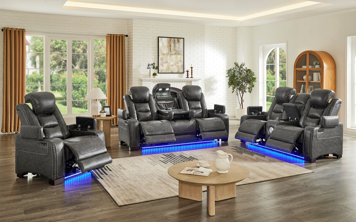 Tesla Gray 3-Piece Power Reclining Set from Happy Homes - Luna Furniture