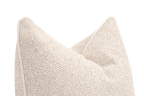 The Not So Basic 22" Essential Pillow in Livesmart Gellar-Linen, Livesmart Machale-Ivory Piping, Set of 2 from Essentials For Living - Luna Furniture