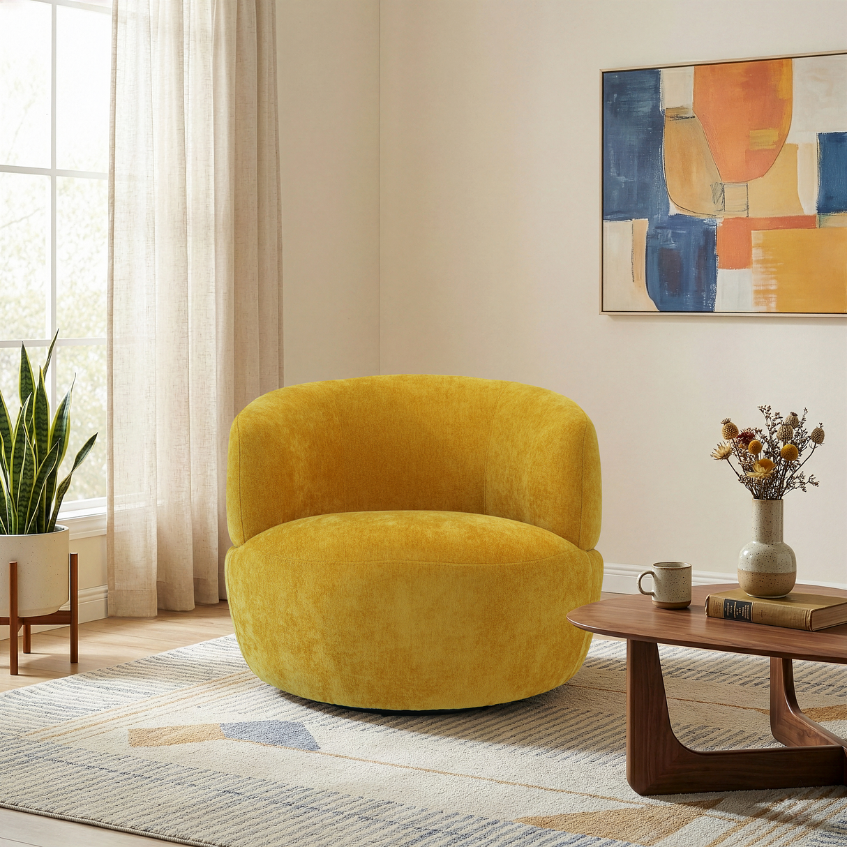 Thornton Gold Chenille Swivel Chair from Ashcroft Furniture - Luna Furniture