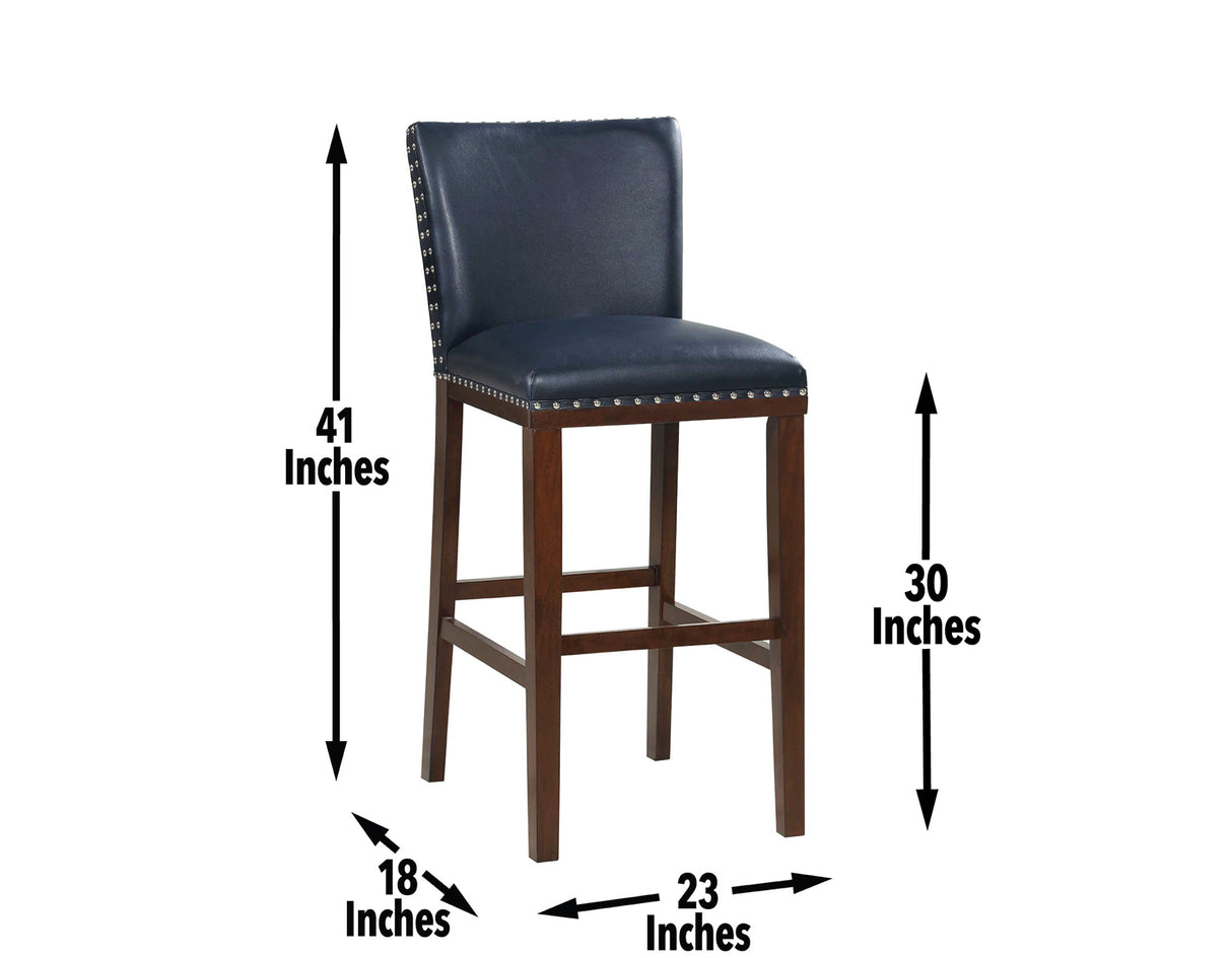 Tiffany 30″ Bar Stool, Navy, Set of 2 from Steve Silver - Luna Furniture