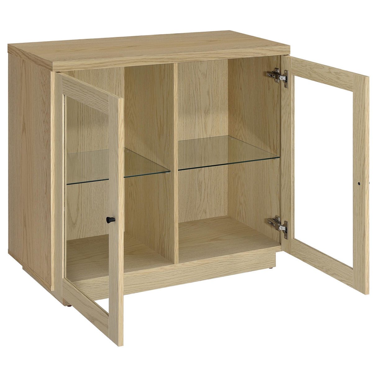 Tilbury Light Oak 2-Door Glass Front Accent Display Cabinet from Coaster - Luna Furniture