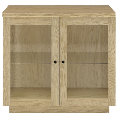 Tilbury Light Oak 2-Door Glass Front Accent Display Cabinet from Coaster - Luna Furniture