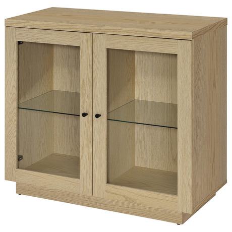 Tilbury Light Oak 2-Door Glass Front Accent Display Cabinet from Coaster - Luna Furniture