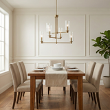 Timeless Six Lights Chandelier With Clear Ribbed Glass - Satin Brass from Ashcroft Furniture - Luna Furniture