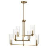 Timeless Six Lights Chandelier With Clear Ribbed Glass - Satin Brass from Ashcroft Furniture - Luna Furniture
