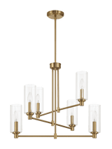 Timeless Six Lights Chandelier With Clear Ribbed Glass - Satin Brass from Midinmod - Luna Furniture