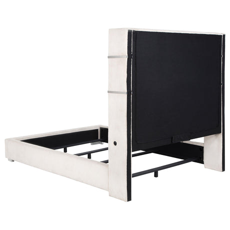 Tisdall Black 67-inch Upholstered Eastern King Fireplace Bed from Coaster - Luna Furniture