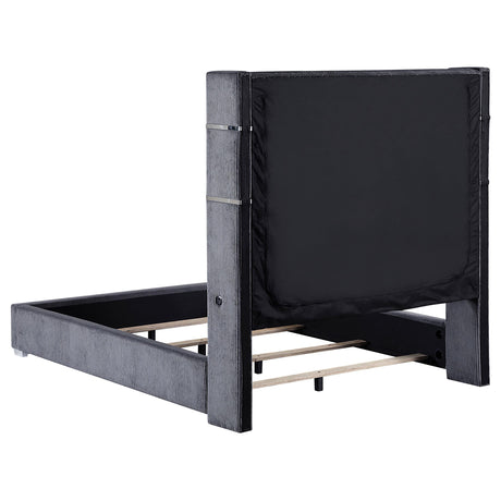 Tisdall Gray 67-inch Upholstered Queen Fireplace Bed from Coaster - Luna Furniture