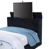 Tisdall Black Eastern King Flame Visualizer Wingback TV Bed from Coaster - Luna Furniture