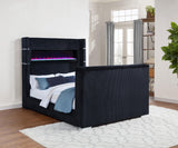 Tisdall Black Eastern King Flame Visualizer Wingback TV Bed from Coaster - Luna Furniture