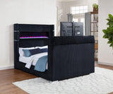 Tisdall Black Eastern King Flame Visualizer Wingback TV Bed from Coaster - Luna Furniture