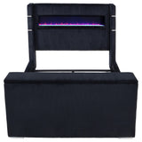 Tisdall Black Queen Flame Visualizer Wingback TV Bed from Coaster - Luna Furniture