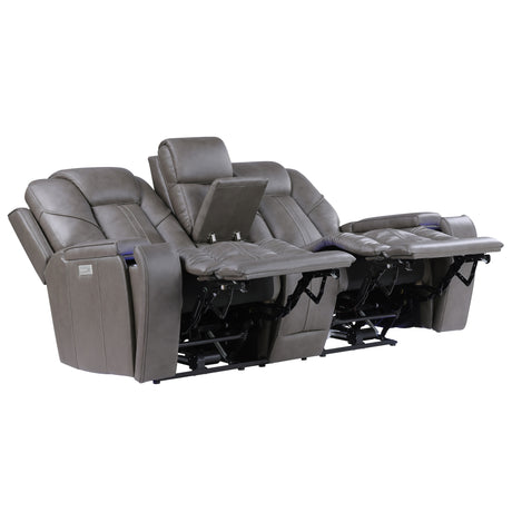 Daniel Triple Power Home Theater Leather Reclining Console Loveseat, Built-in Speakers, Heat and Massage from Steve Silver - Luna Furniture
