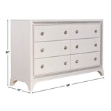 Cassie Illuminating Glam Dresser and Mirror, Shimmering Pearl Finish from Steve Silver - Luna Furniture