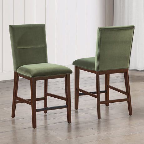 Zen Green Velvet 24″ Counter Chair, Set of 2 from Steve Silver - Luna Furniture