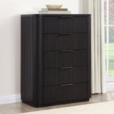 Henry 5-Drawer Reeded Chest, Espresso Finish from Steve Silver - Luna Furniture