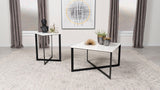 Tobin White and Black 2-Piece Marble Top Coffee and End Table Set from Coaster - Luna Furniture