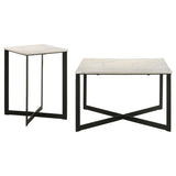 Tobin White and Black 2-Piece Marble Top Coffee and End Table Set from Coaster - Luna Furniture