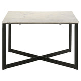 Tobin White and Black 2-Piece Marble Top Coffee and End Table Set from Coaster - Luna Furniture
