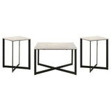 Tobin White and Black 3-Piece Marble Top Coffee and End Table Set from Coaster - Luna Furniture