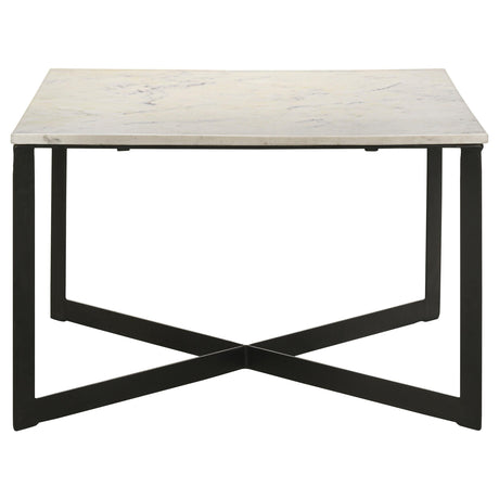 Tobin White and Black 3-Piece Marble Top Coffee and End Table Set from Coaster - Luna Furniture
