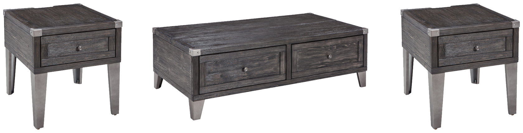 Todoe Coffee Table with 2 End Tables in Dark Gray from Ashley Furniture - Luna Furniture