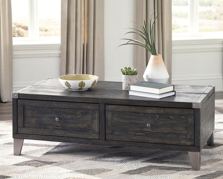 Todoe Coffee Table with 2 End Tables in Dark Gray from Ashley Furniture - Luna Furniture