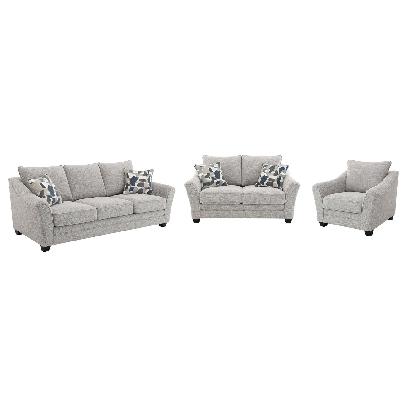 Tomkins Light Gray 3-Piece Boucle Upholstered Sofa Set from Coaster - Luna Furniture