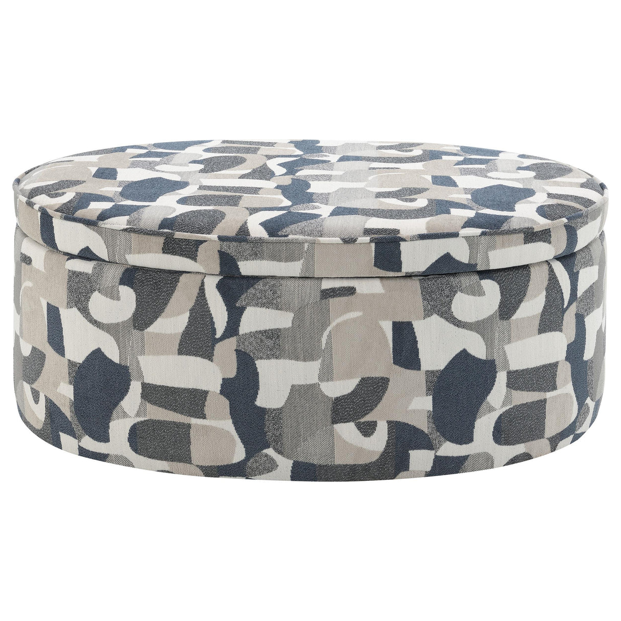 Tomkins Indigo Blue Oval Upholstered Storage Ottoman from Coaster - Luna Furniture