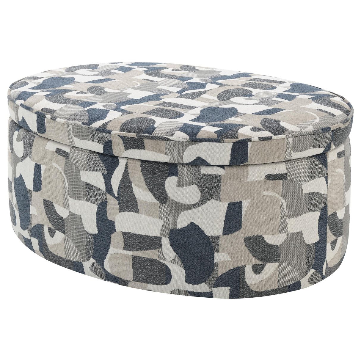 Tomkins Indigo Blue Oval Upholstered Storage Ottoman from Coaster - Luna Furniture