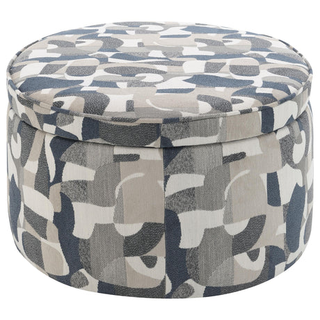 Tomkins Indigo Blue Oval Upholstered Storage Ottoman from Coaster - Luna Furniture