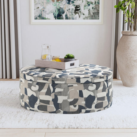 Tomkins Indigo Blue Oval Upholstered Storage Ottoman from Coaster - Luna Furniture
