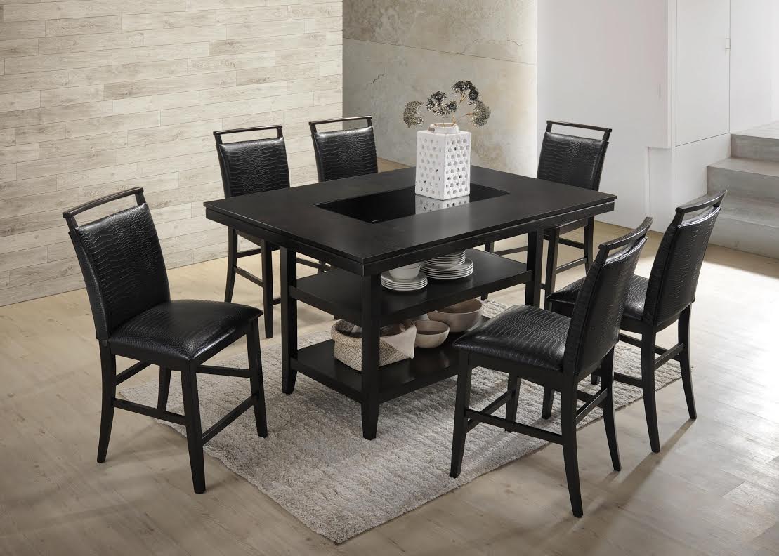 Tommy Black 7-Piece Counter Height Set from Happy Homes - Luna Furniture