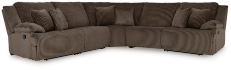 Top Tier Chocolate 5-Piece Sectional with Recliner from Ashley - Luna Furniture