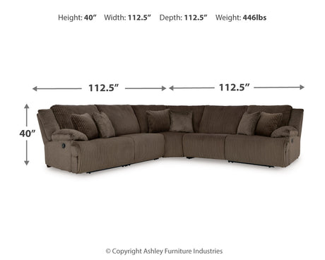Top Tier Chocolate 5-Piece Sectional with Recliner from Ashley - Luna Furniture
