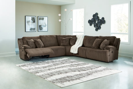 Top Tier Chocolate 5-Piece Sectional with Recliner from Ashley - Luna Furniture