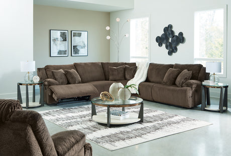 Top Tier Chocolate 5-Piece Sectional with Recliner from Ashley - Luna Furniture