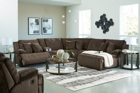 Top Tier Chocolate 6-Piece Sectional with Recliner from Ashley - Luna Furniture