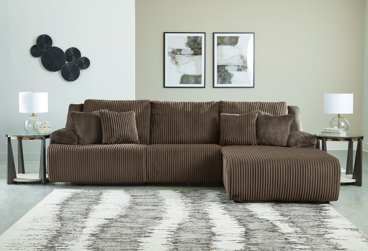 Top Tier Chocolate 3-Piece RAF Chaise Reclining Sectional from Ashley - Luna Furniture