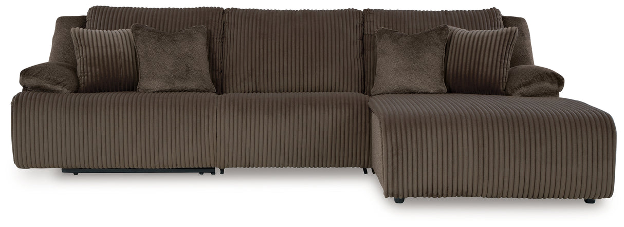 Top Tier Chocolate 3-Piece RAF Chaise Reclining Sectional from Ashley - Luna Furniture