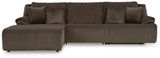 Top Tier Chocolate 3-Piece LAF Chaise Reclining Sectional from Ashley - Luna Furniture