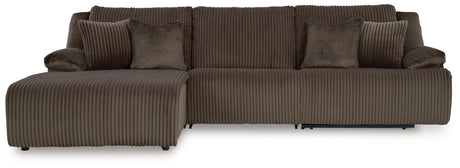 Top Tier Chocolate 3-Piece LAF Chaise Reclining Sectional from Ashley - Luna Furniture